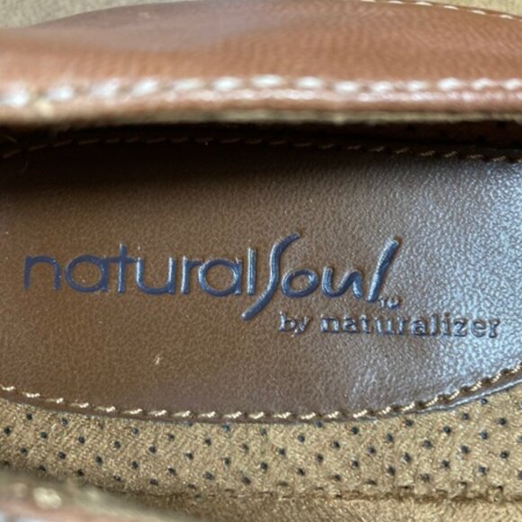 Natural Sole Flat Mary Janes Saddle Tan Comfortable Office Womens Size 7.5 - Picture 3 of 8